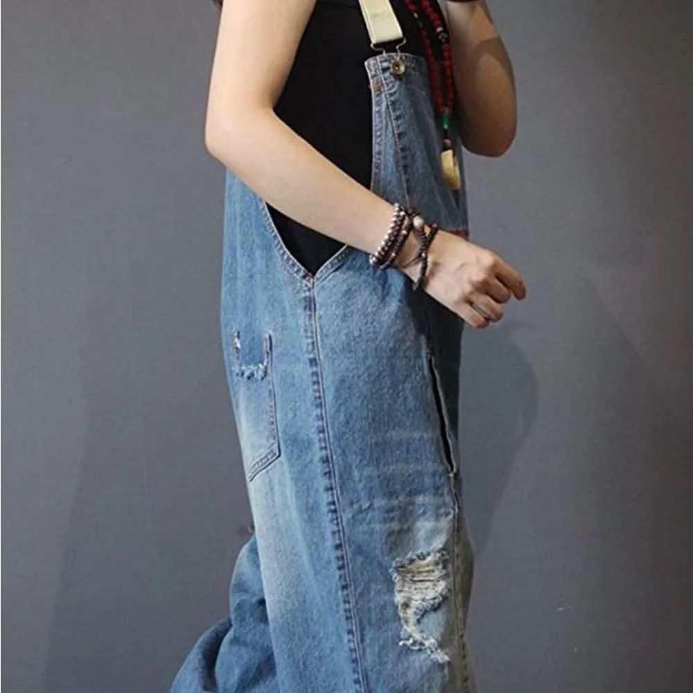 DISTRESSED LOOSE-FIT OVERALLS - Picture 6 of 7